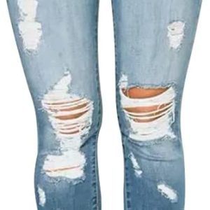 Women Skinny Ripped Jeans Stretch Distressed Destroyed Denim Pants