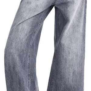 Low Rise Baggy Jeans for Women Straight Wide Leg Denim Pants Casual Loose Boyfriend Jean Trouser