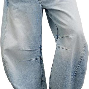 Women Barrel Jeans Baggy Mid-Low Rise Jeans Floral Printed Denim Leopard Pants Ankle Boyfriend Denim Pants