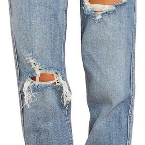 Boyfriend Jeans for Women Stretch High Waisted Ripped Distressed Mom Jeans Slim Denim Pants